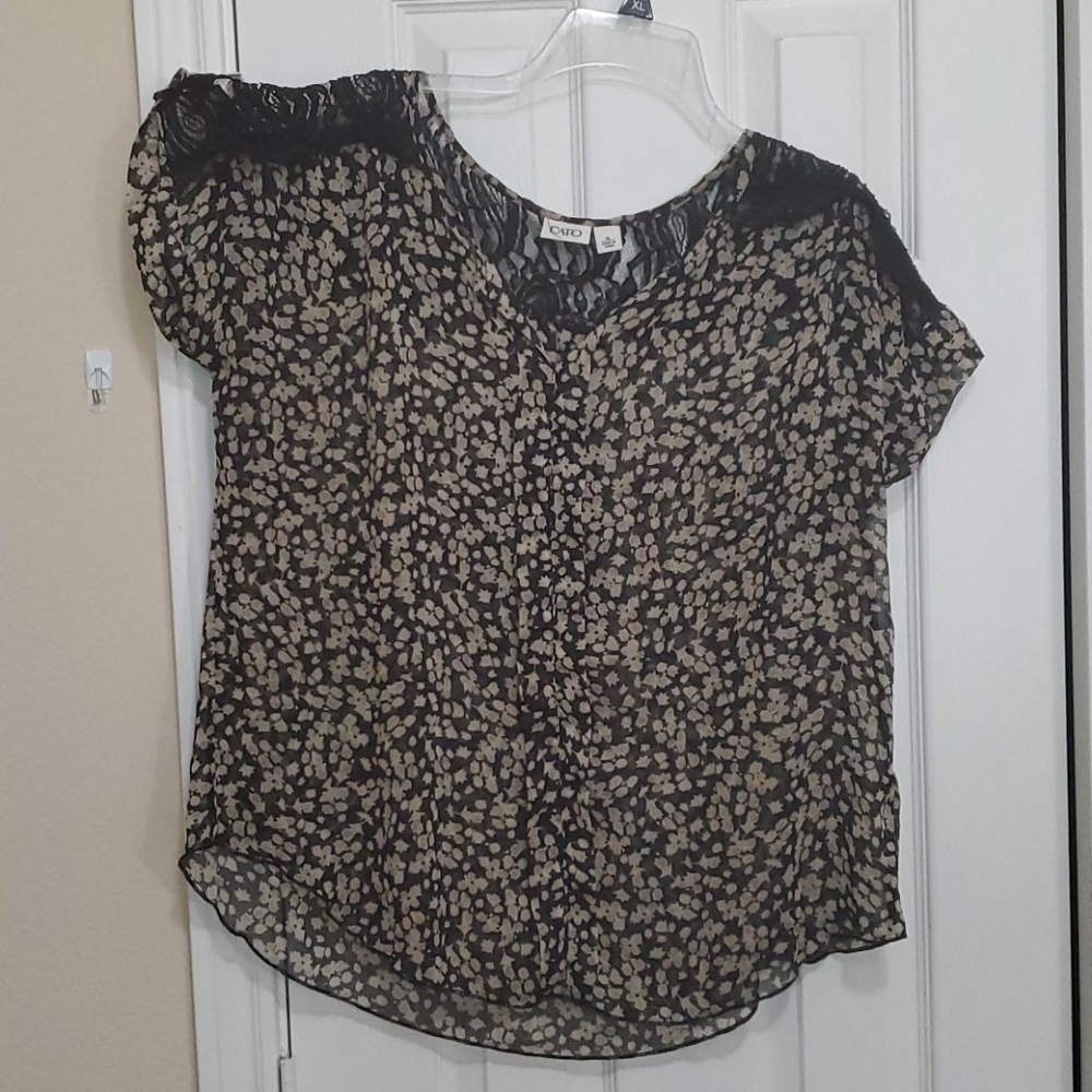 Sheer black and tan Top